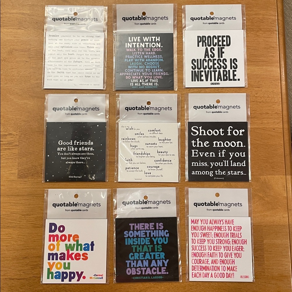 New Inspirational Quotes Magnets - Set of 9 Motivational Gifts 3.5”x3.5”